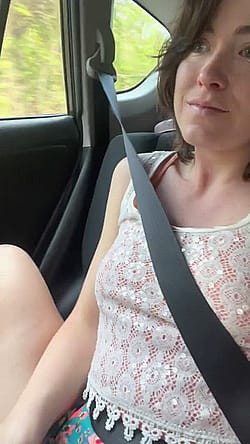 Sneakily Flashing My Pussy While Family Is In The Car [gif]'