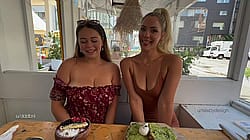 2 Chicks Restaurant Reveal Big And Small Tits :)'