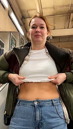 We're in the london tube and I drop my tits like this on you.... wyd'